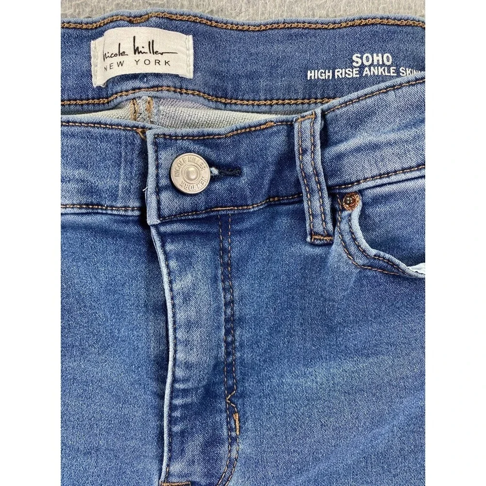 Nicole Miller Jeans Womens 12 Blue SOHO High Rise Ankle Skinny Light Wash Denim